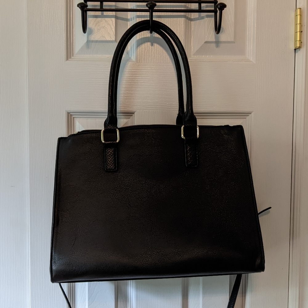 Black Laptop Business Bag with Gold Details